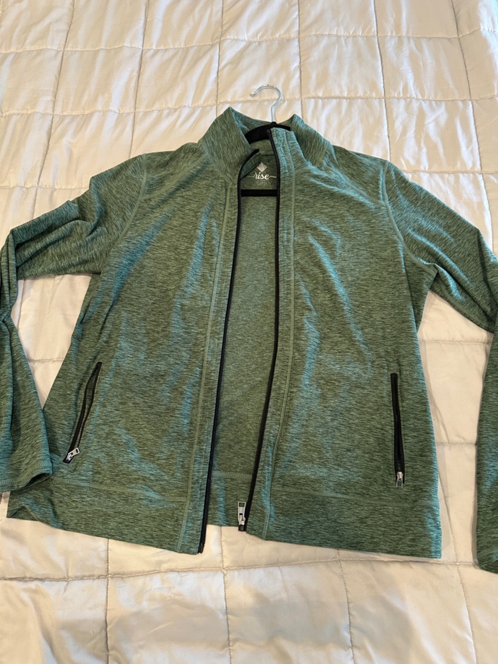 LuLaRoe Heathered Sage Green Zip Activewear Jacket